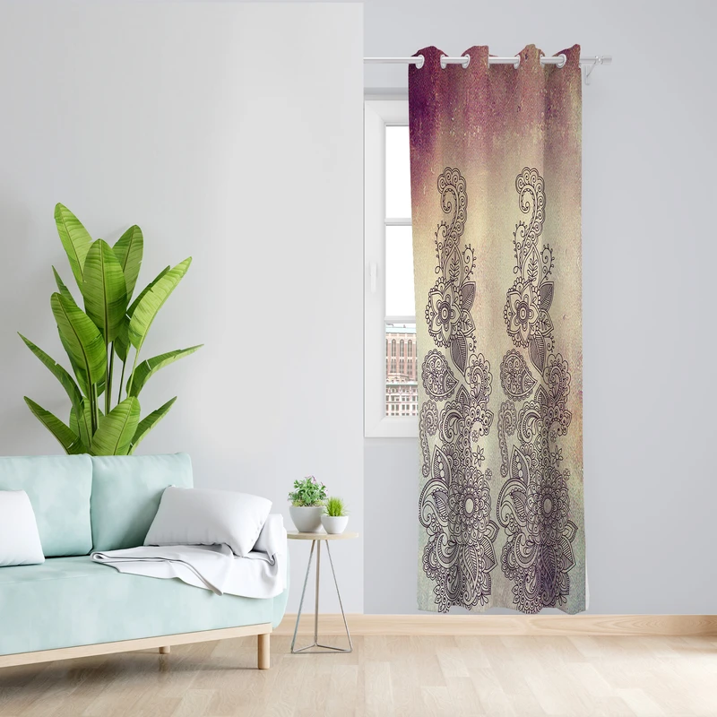 پرده طرح گل مدل مخمل پانچی کد L 1110L Z سایز 140x200 سانتی متر