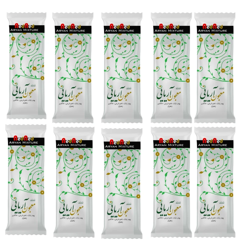 پودر شربت تخم شربتی و خاکشیر و زعفران و پودر نبات ندند - 220 گرم بسته 10 عددی