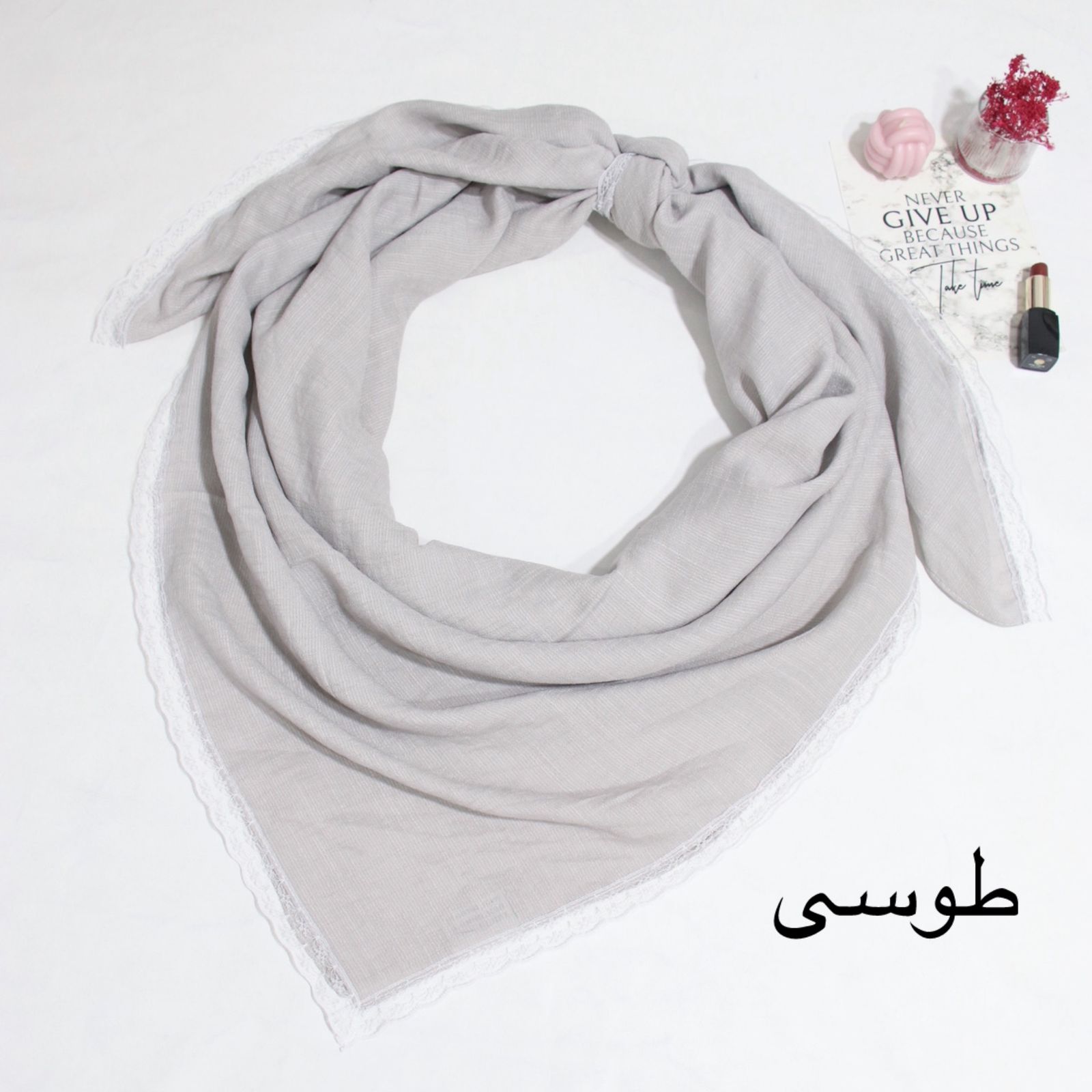 روسری زنانه مدل نخی پفکی ساده دور دانتل کد ana-9020 -  - 20