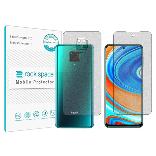 محافظ صفحه نمایش مات راک اسپیس مدل HyMTT مناسب برای گوشی موبایل شیائومی Redmi Note 9 Pro به همراه محافظ پشت