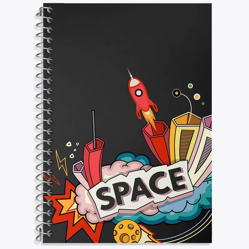 دفتر زبان 50 برگ خندالو مدل دو خط طرح فضایی کد N528