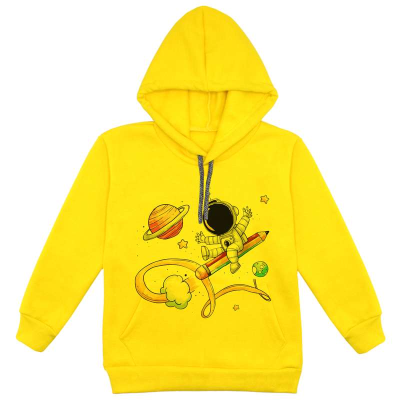هودی پسرانه مدل فضانورد F61  رنگ زرد