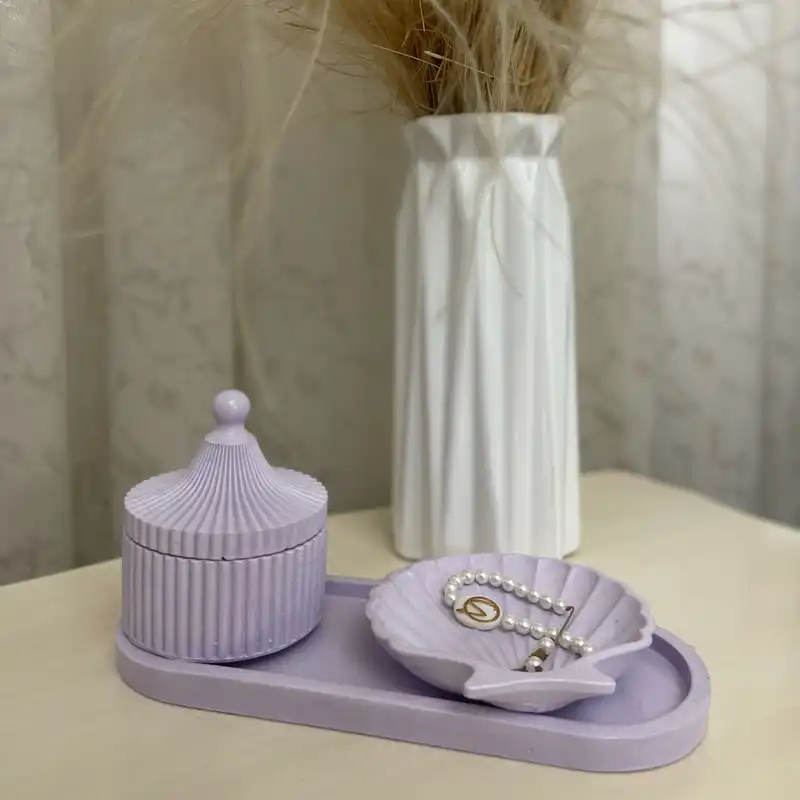 ظرف دكوري مدل سنگ مصنوعي مجموعه 3 عددي