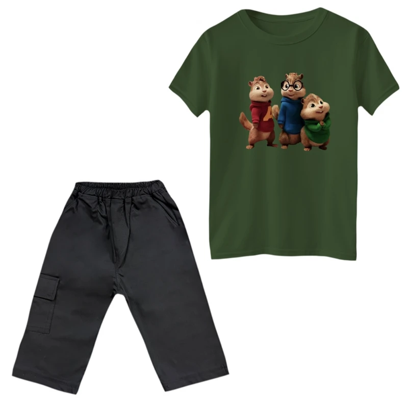 ست تی‌شرت و شلوارک پسرانه مدل آلوین کد 1