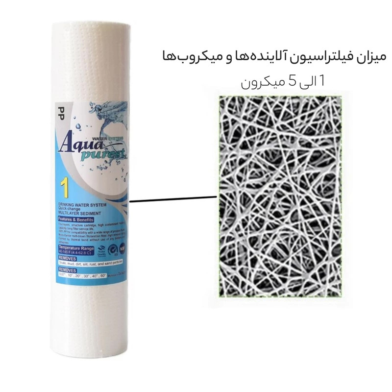 فیلتر دستگاه تصفیه کننده آب آکوا پیورست مدل RO-PP03 مجموعه 3 عددی فیلتر دستگاه تصفیه کننده آب آکوا پیورست مدل RO-PP03 مجموعه 3 عددی