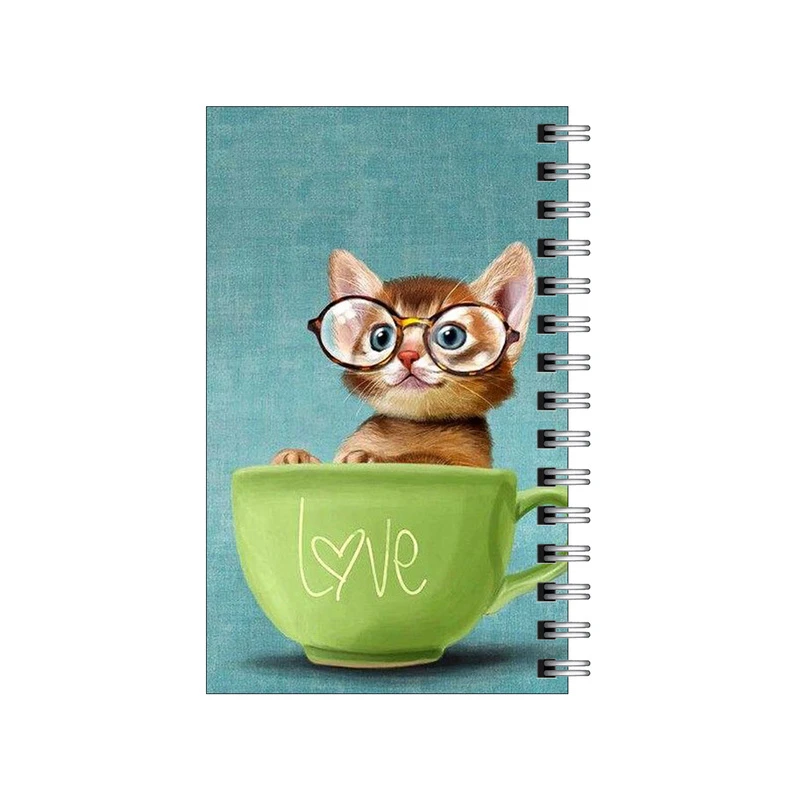 دفترچه یادداشت مدل to do list طرح گربه عینکی در فنجان کد 9303865