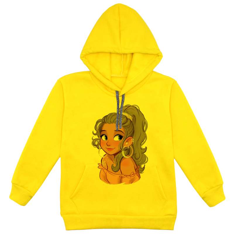 هودی دخترانه مدل دخترک F55 رنگ زرد