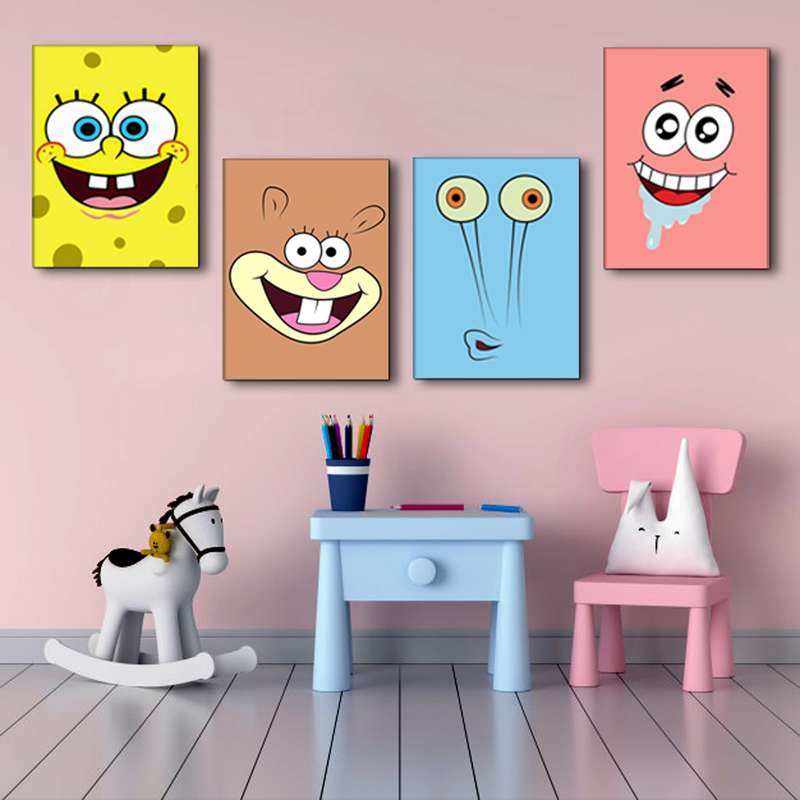 تابلو شاسی کودک مدل باب اسفنجی کد BYB10 مجموعه چهار عددی