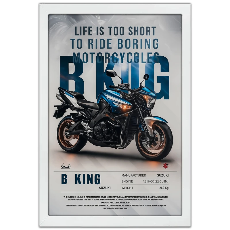 تابلو بکلیت طرح موتور سنگین سوزوکی بیکینگ SUZUKI B-KING1400 مدل W-po1903 فریم سفید