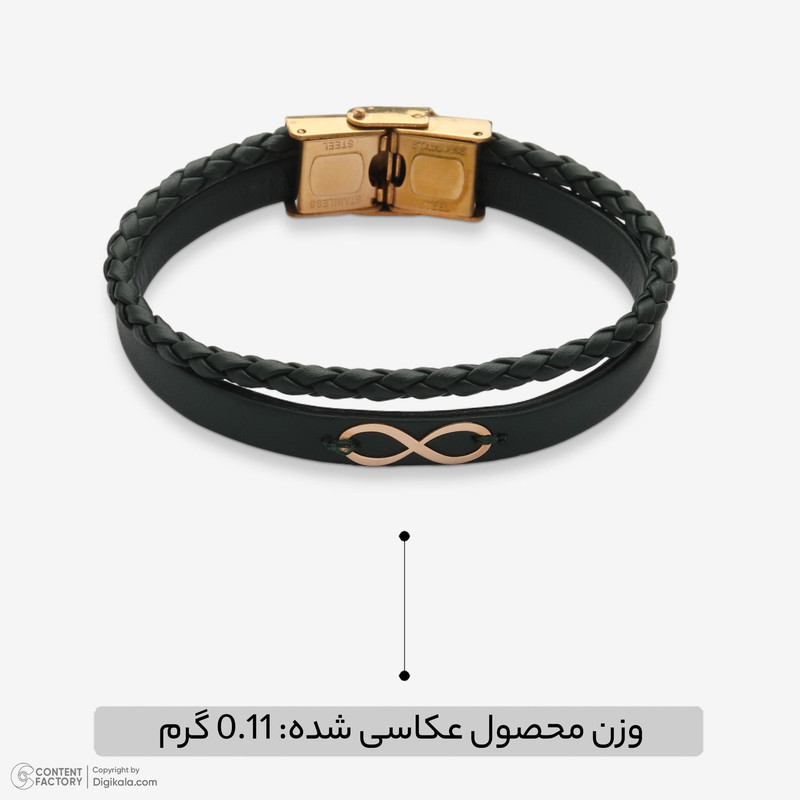 دستبند طلا 18 عیار زنانه با بند چرمی وی گالری مدل LBB6348 بی نهایت