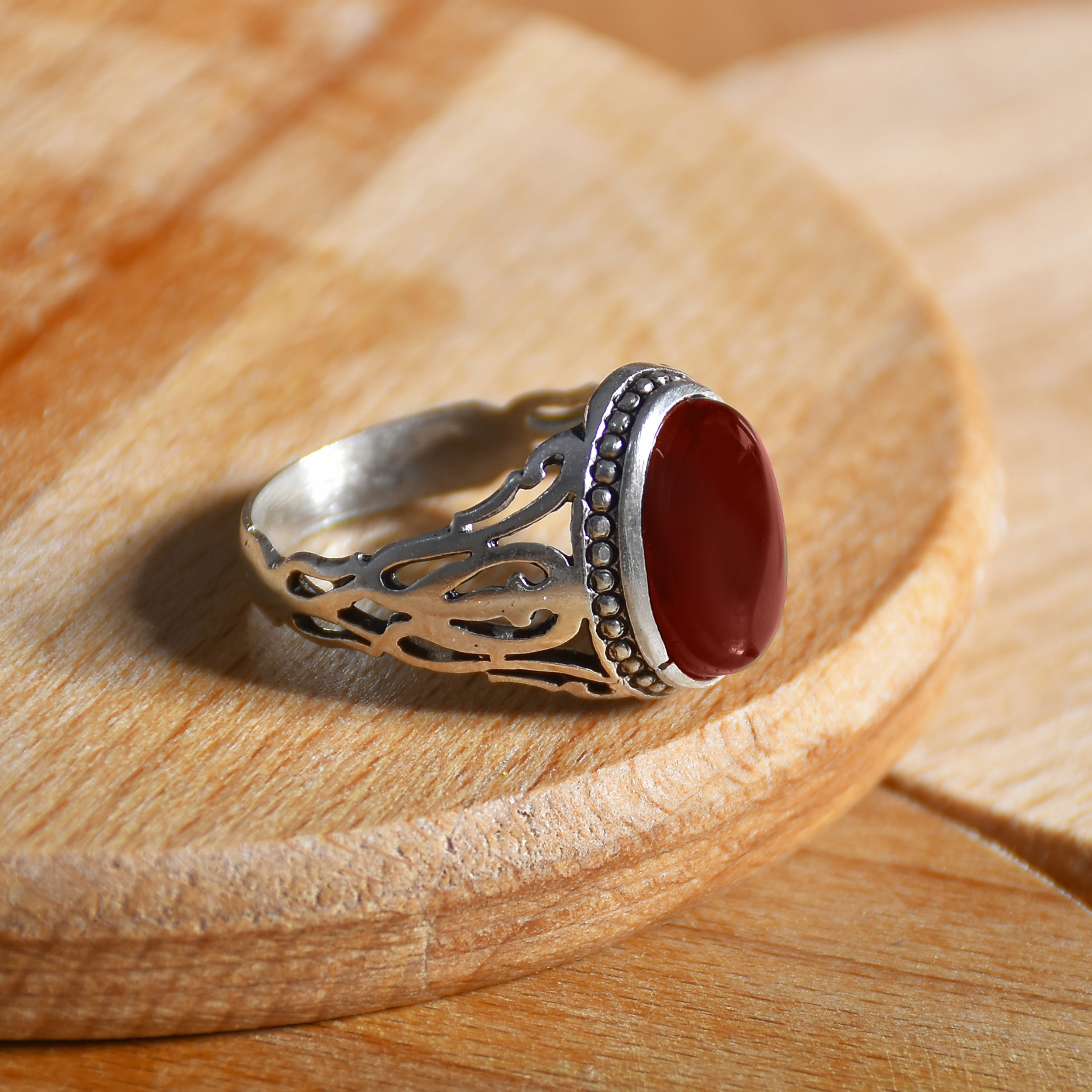 انگشتر نقره مردانه نقره جات لطفی مدل عقیق کد ANMS010E01