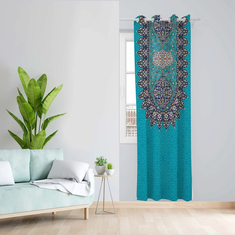 پرده طرح سنتی مدل مخمل پانچی کد 5604R z سایز 140x200 سانتی متر