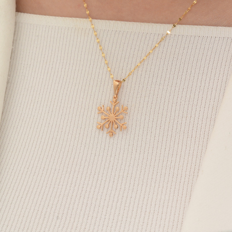 آویز گردنبند طلا 18 عیار زنانه طلای مستجابی مدل برف کد 4036