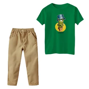 ست تی‌شرت و شلوار پسرانه مدل کاکتوس رنگ سبز