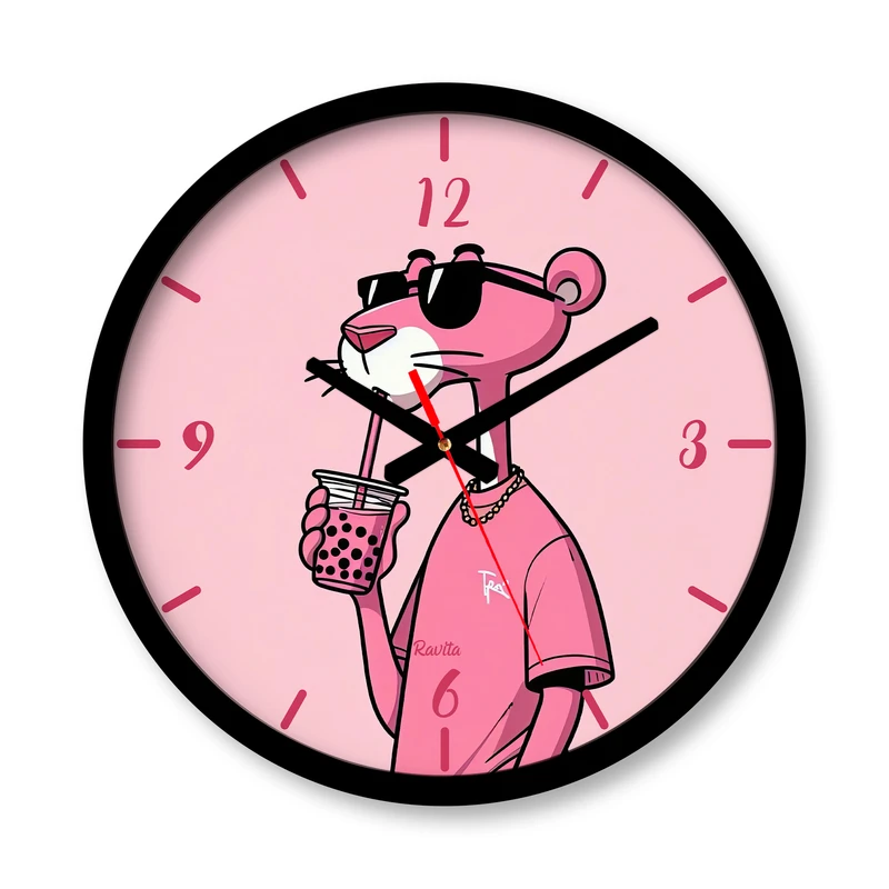 ساعت رومیزی عقربه‌ای راویتا مدل پلنگ صورتی کد 3535