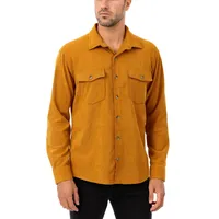 پیراهن آستین بلند یقه برگردان مردانه مدل کبریتی دو جیب