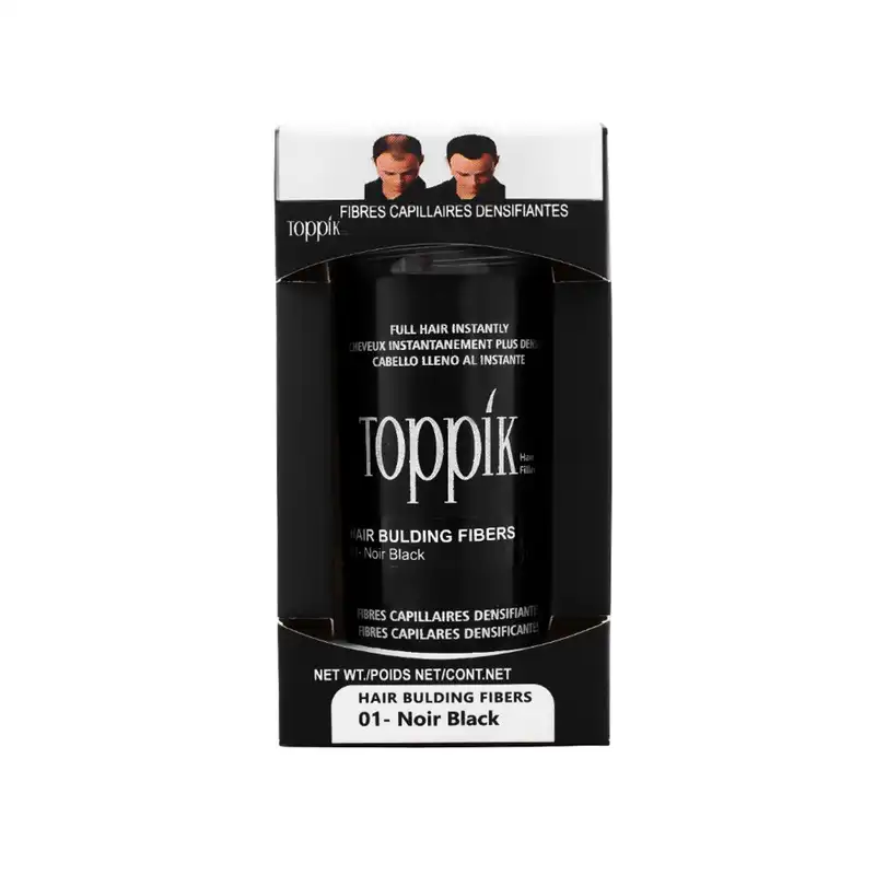 پودر پرپشت کننده مو تاپیک هیر فیلر کد 01 وزن 50 گرم رنگ مشکی تیره