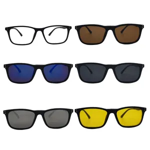 فریم عینک طبی مستطیلی مدل TR2286A به همراه ۵کاور آفتابی مجموعه ۶ عددی