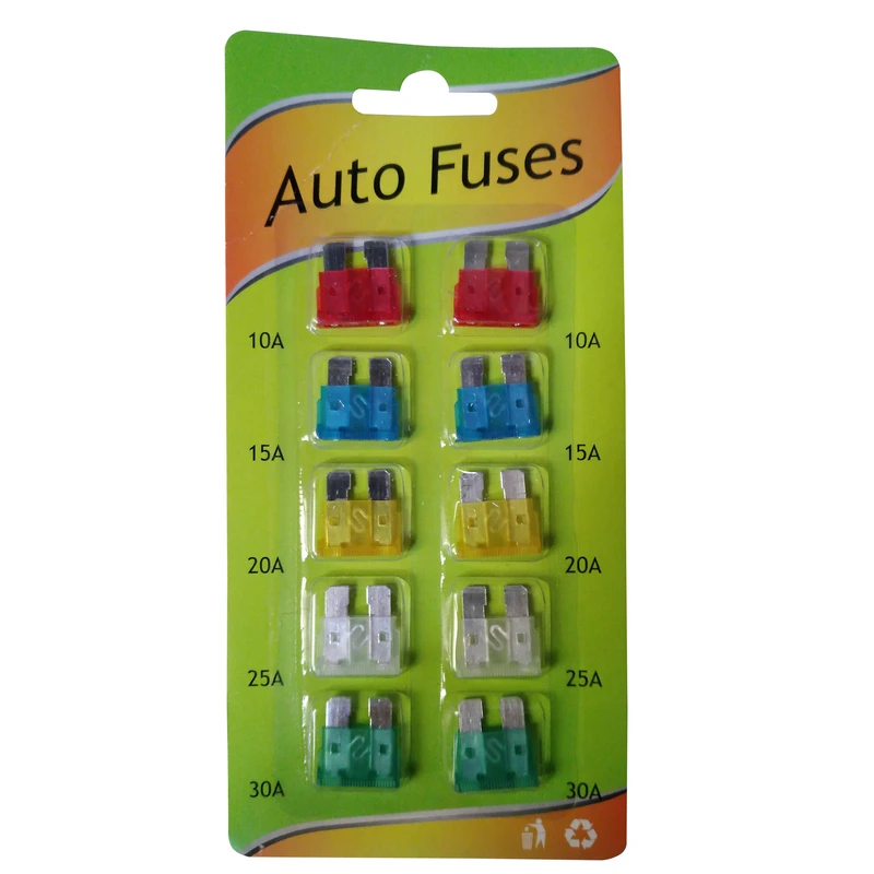 فیوز خودرو مدل کارتی بسته 10 عددی 