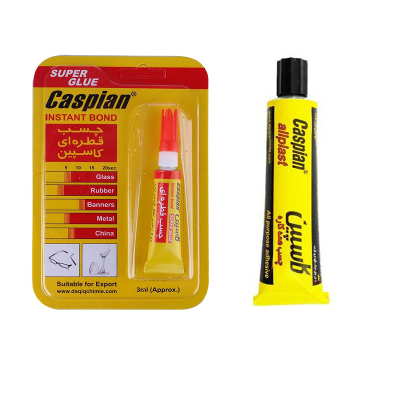 چسب همه کاره و قطره ای کاسپین مدل 2in1 حجم 50 میلی لیتر بسته 2 عددی