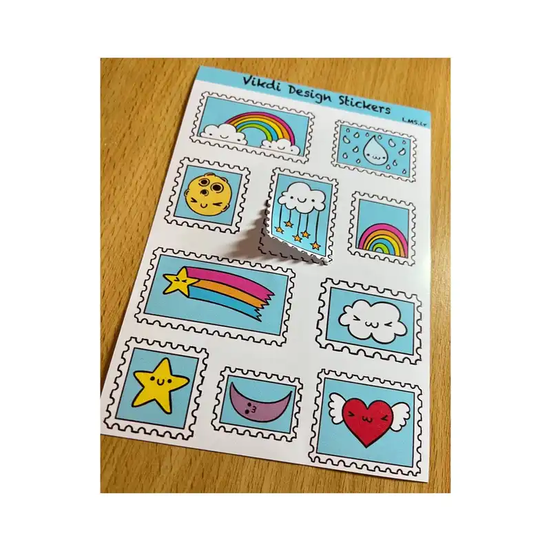 برچسب ویکدی مدل فانتزی کارتنی طرح دخترانه و پسرانه کد 1011 مجموعه 9 عددی