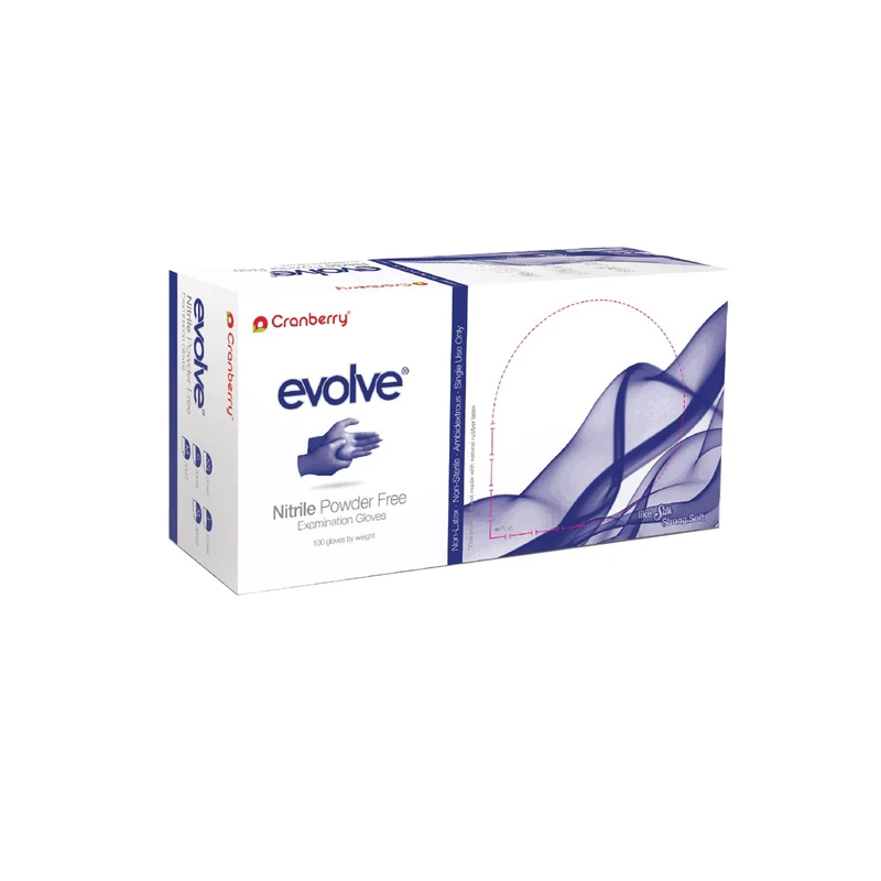 دستکش طبی کرنبری مدل evolve سایز متوسط بسته 100 عددی