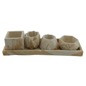 ست 5 تکه گلدان بتنی مدل مینیاتوری