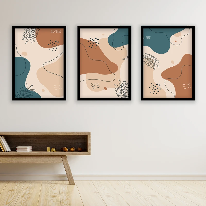 تابلو مدل مینیمال دکوراتیو کد LA-G3082 مجموعه 3 عددی