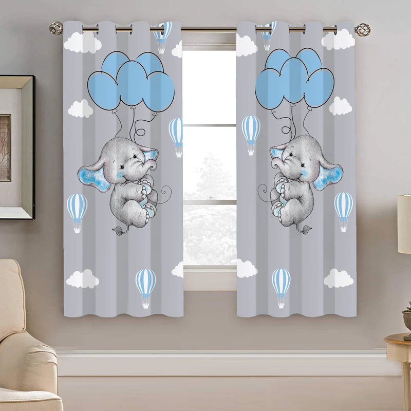 پرده نیروانا طرح فیل بادکنکی کودک مدل هازان کد 8311 سایز 140×200 سانتی متر