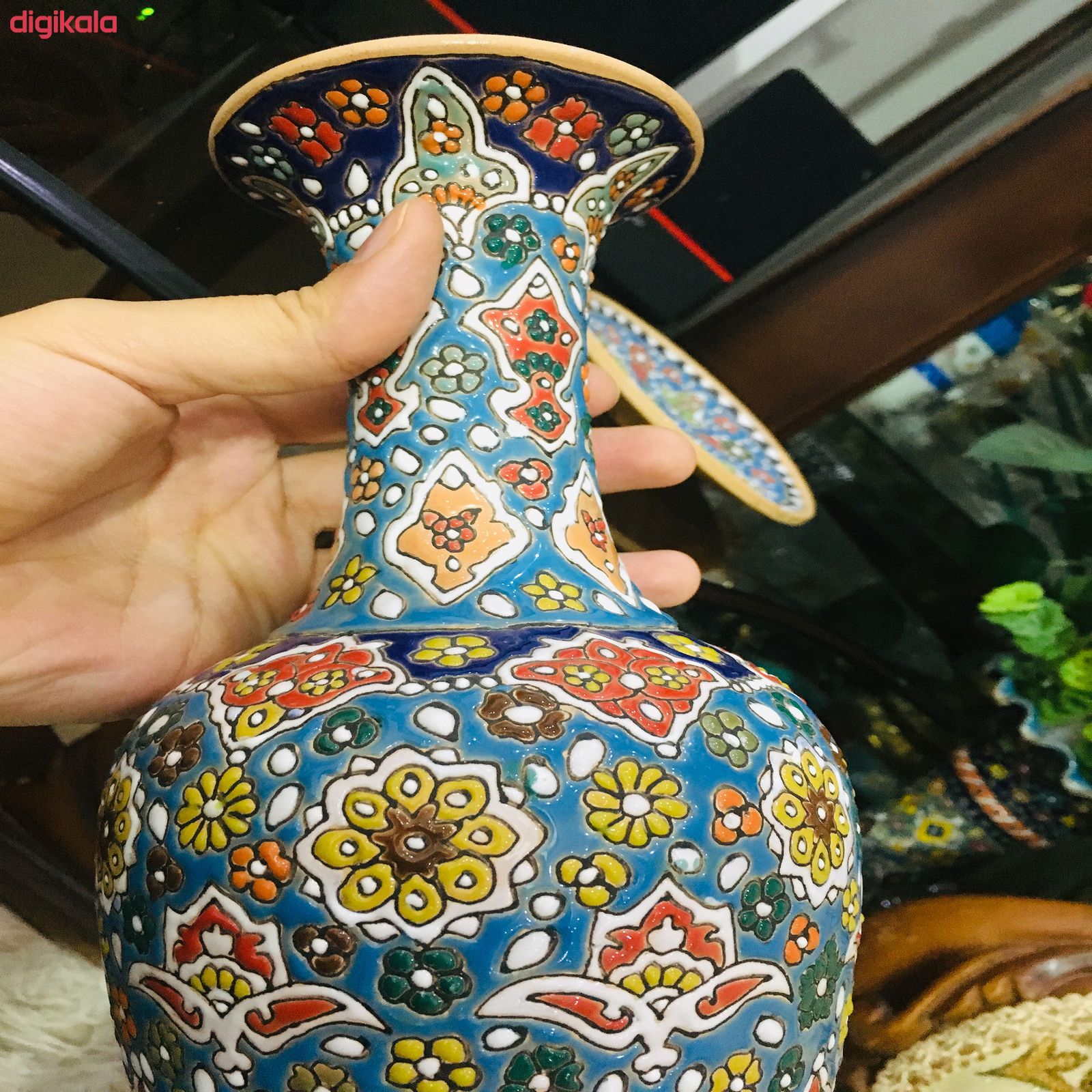 ست گلدان و بشقاب سفالی میناکاری کد 000 main 1 6