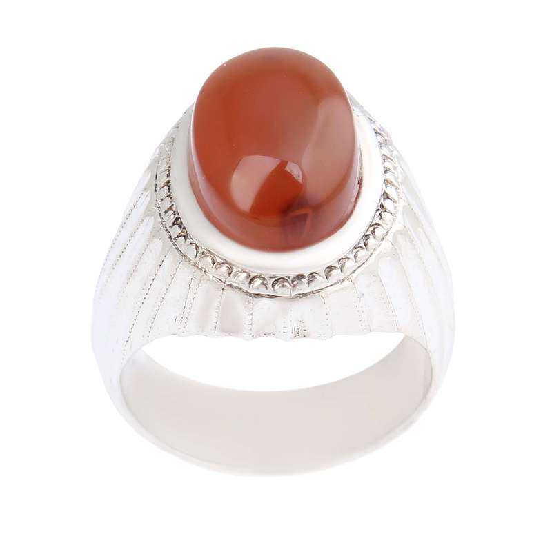 انگشتر نقره مردانه مدل سنگ عقیق کد AM_2491