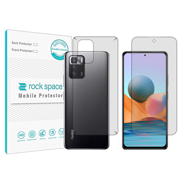محافظ صفحه نمایش شفاف راک اسپیس مدل HyGEL مناسب برای گوشی موبایل شیائومی Redmi Note 10 Pro (China) به همراه محافظ پشت