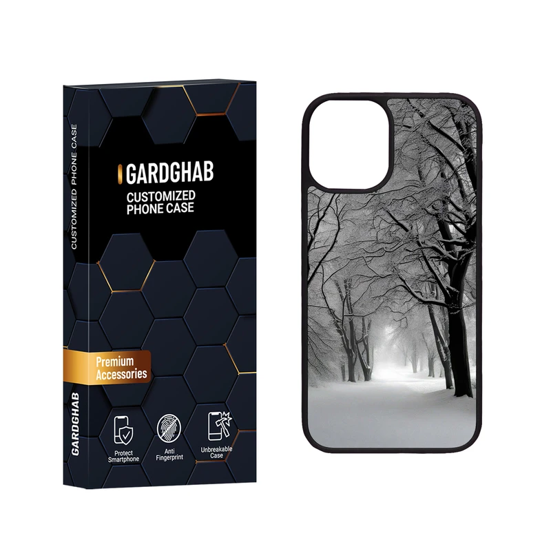 کاور گارد قاب مدل دور ژله ای پشت گلس طبیعت مناسب برای گوشی موبایل اپل iPhone 12 Mini