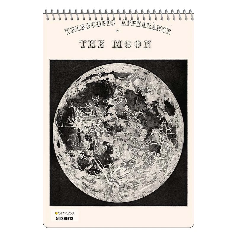 دفتر نقاشی 50 برگ سیمی کارنیکا طرح روزنامه وینتج ماه Vintage Newspaper Moon کد 39445