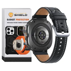 Ultimate Shield Leather SM BK Band For Samsung Galaxy Watch 7 Ultra 47mm