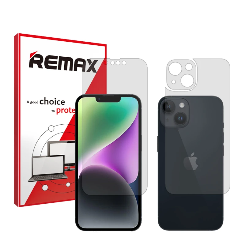 محافظ صفحه نمایش شفاف ریمکس مدل HyGEL مناسب برای گوشی موبایل اپل iPhone 14 Plus به همراه محافظ پشت گوشی
