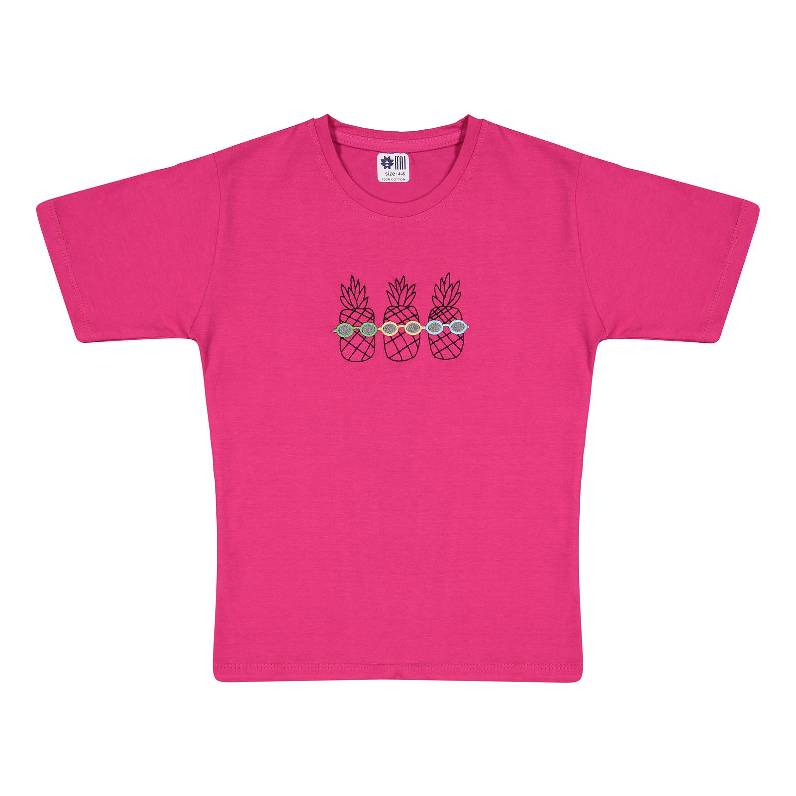 تی شرت آستین کوتاه دخترانه مادر مدل Pineapple-66 رنگ سرخابی -  - 1