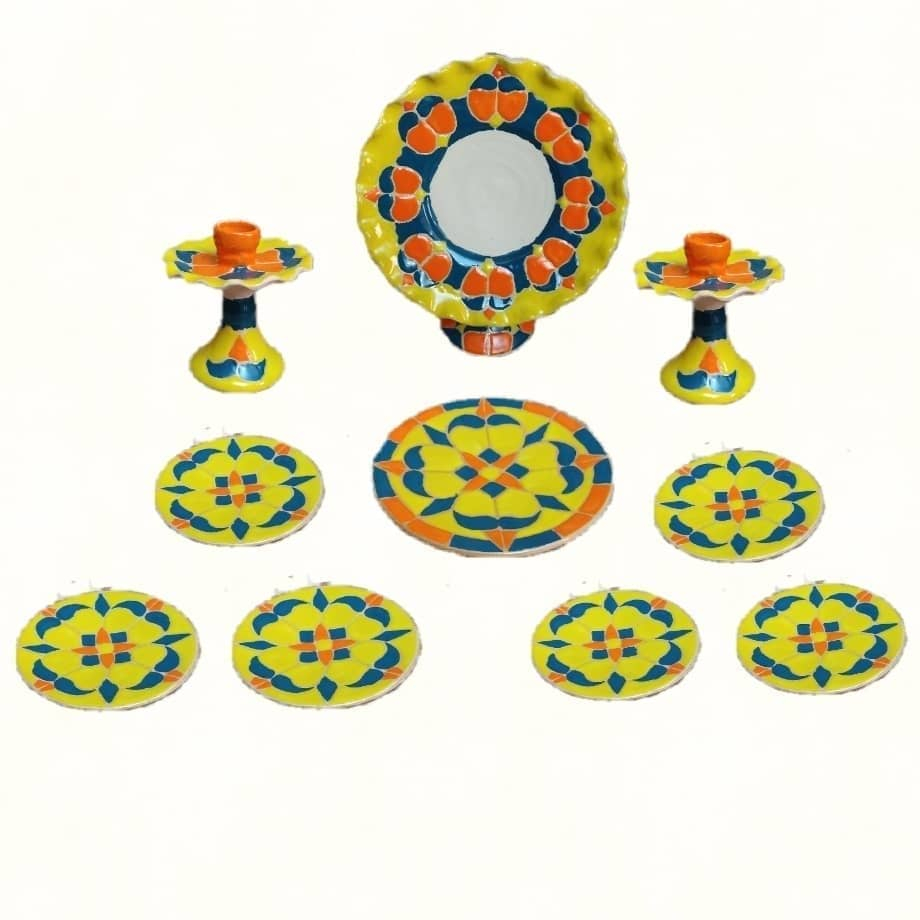 ست ده تیکه هفت سین میناکاری مدل چهار برگ 