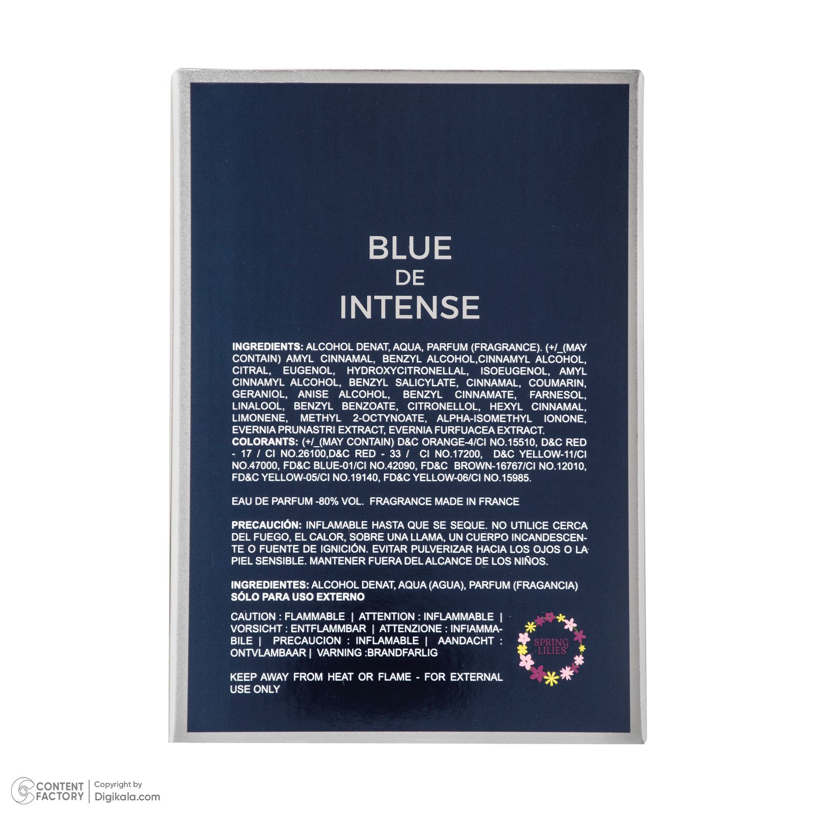 ادو پرفیوم مردانه اسپرینگ لیلیز مدل Blue De Intense با رایحه خنک حجم 100 میلی لیتر -  - 7
