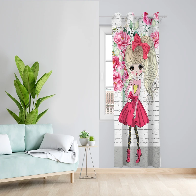 پرده طرح کودک دخترانه مدل مخمل پانچی کد 4737 z سایز 140x200 سانتی متر