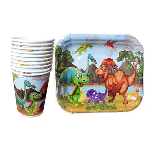 پیش دستی و لیوان یکبار مصرف مدل دایناسور کد pg4 مجموعه 10 عددی