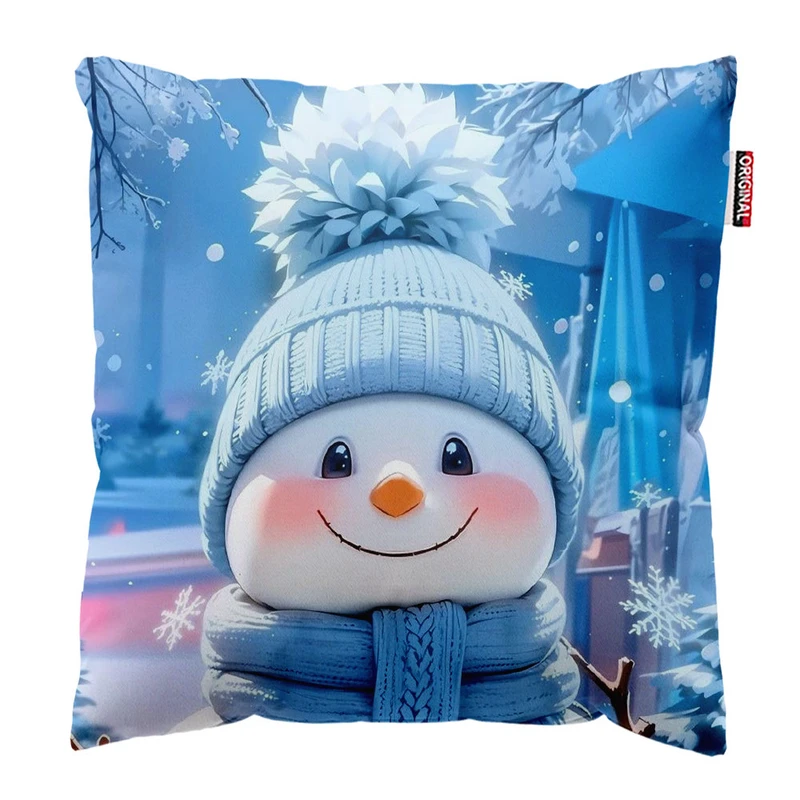 کوسن پاد آفرین طرح زمستون و آدم برفی کد 2049 سایز 30*30 سانتی متر