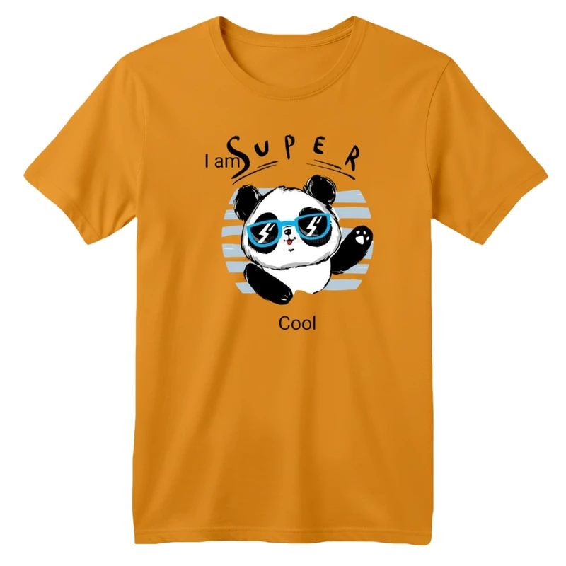 تی‌شرت آستین کوتاه لانگ بچگانه مدل پاندا و عینک