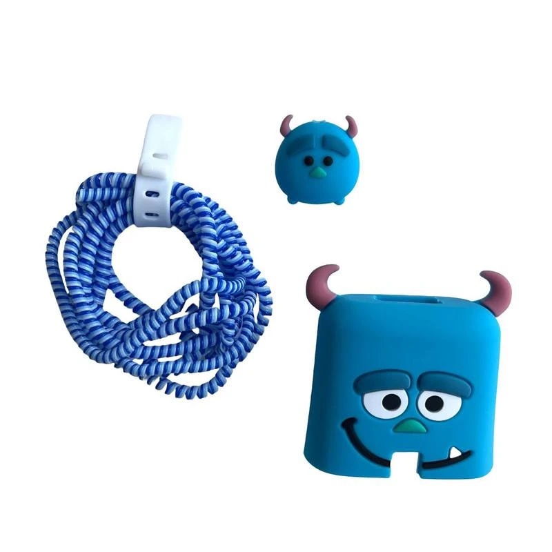 محافظ کابل طرح فانتزی مدل سالیوان به همراه محافظ شارژر دیواری مجموعه 4 عددی