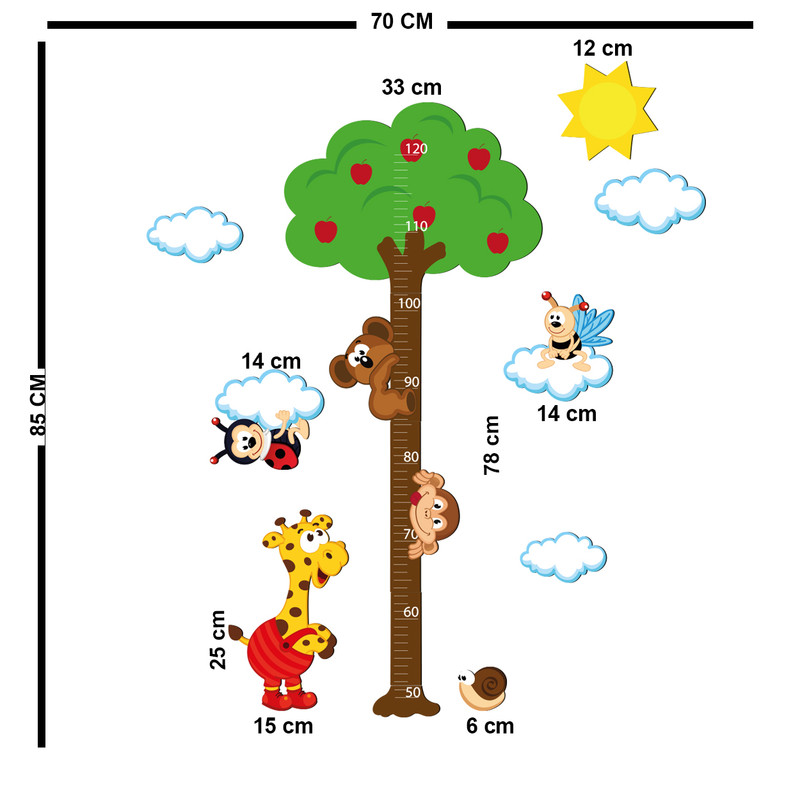استیکر اندازه گیری کودک باروچین مدل حیوانات بازیگوش کد 1332