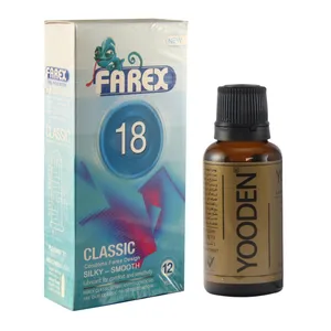 کاندوم فارکس مدل CLASSIC 18 بسته 12 عددی به همراه روغن یودن کد 01 حجم 30 میلی لیتر