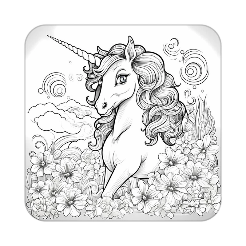 زیر لیوانی کاکتی طرح اسب تک شاخ و یونیکورن مدل mp29487