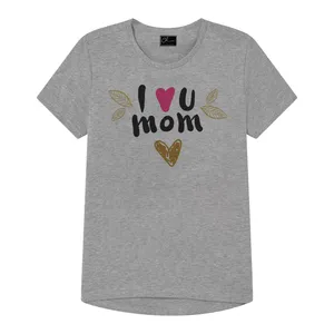 تی شرت دخترانه مدل مادر کد J92 رنگ طوسی