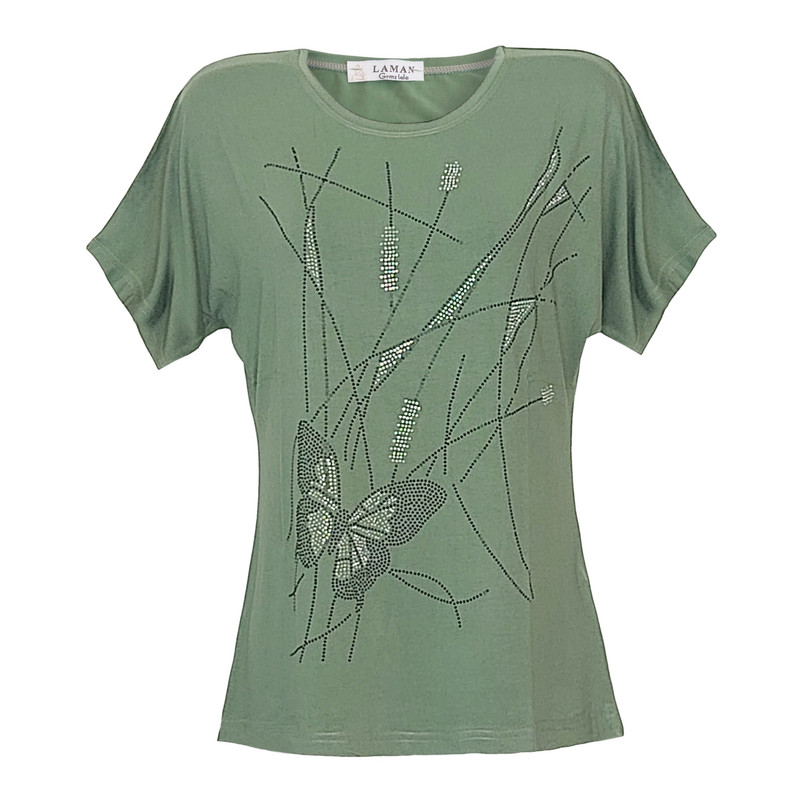 بلوز آستین کوتاه یقه گرد زنانه مدل پروانه