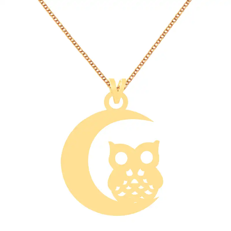 گردنبند طلا 18 عیار زنانه کرابو طرح جغد و ماه مدل Kr71731